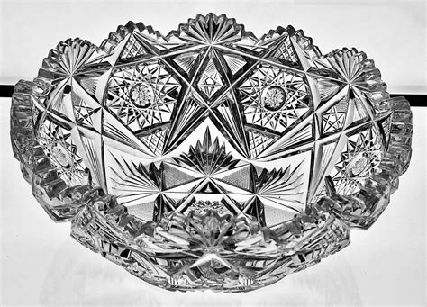 Antique Libbey American Brilliant Period Cut Glass Bowl Waverly Pattern