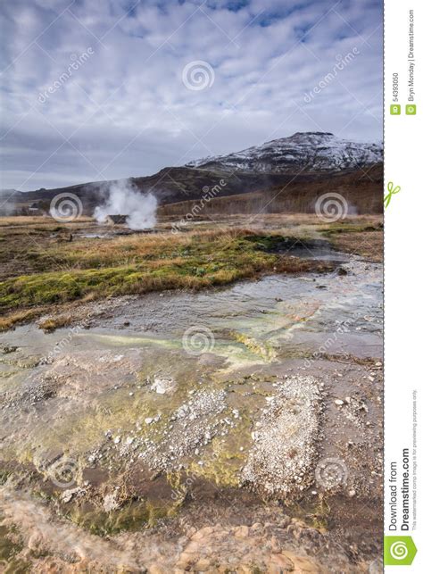 Iceland Landscape With Thermal Springs Stock Photo Image Of Plateau