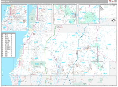 Pasco County Fl Wall Map Premium Style By Marketmaps