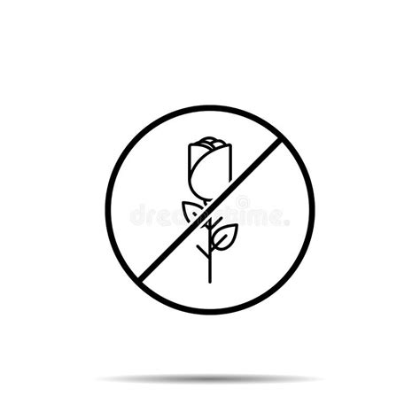 No Flower Prohibition Sign Line Icon Stock Vector Illustration Of
