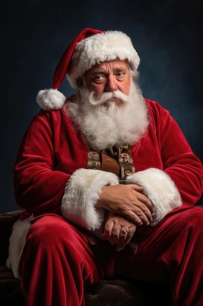 Premium Ai Image Portrait Of A Santa Claus Sitting Despondent Sad And