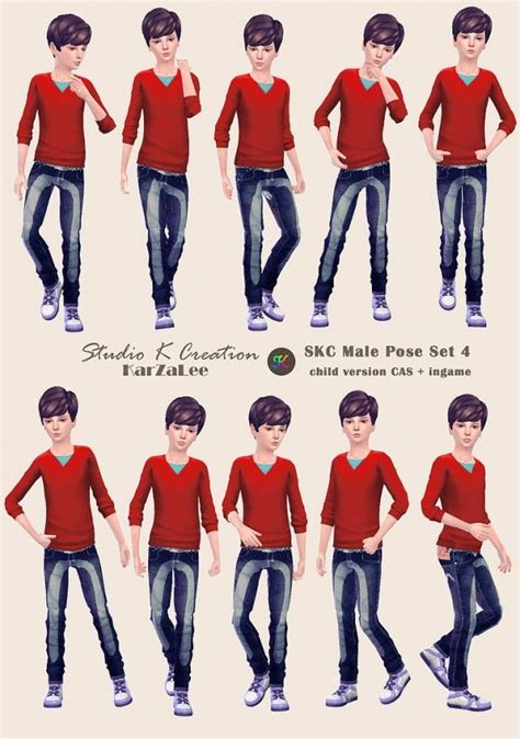 Studio K Creation Male Pose Set 4 Child Version Sims 4 Downloads