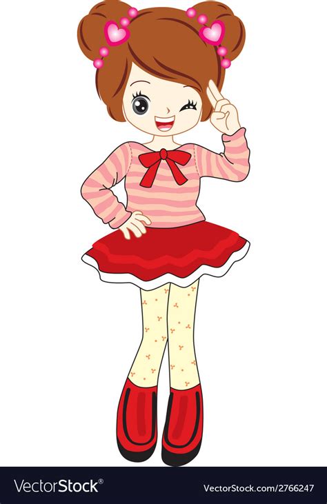 Cute Little Girl Anime With Red Sweater Royalty Free Vector