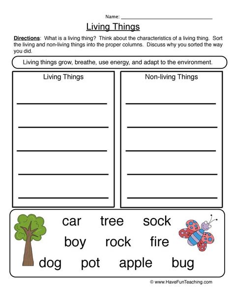 Sorting Characteristics Living Things Worksheet Have Fun Teaching