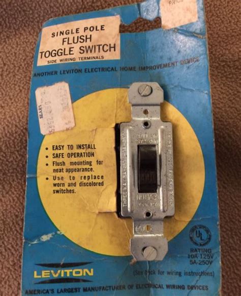 Vintage Leviton Single Pole Flush Toggle Switch Ebay
