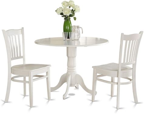 East West Furniture Dlgr3 Whi W 3 Piece Small Kitchen Table Set Kitchen