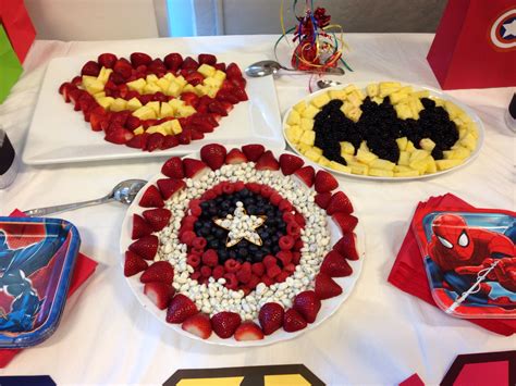 Superhero Fruit Trays Superhero Birthday Party Birthday Food