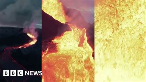 Watch Drone Crashes Into Erupting Icelandic Volcano Bbc News