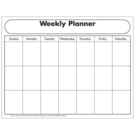 Free Printable Blank Weekly Planner E54033 — TREND enterprises, Inc.