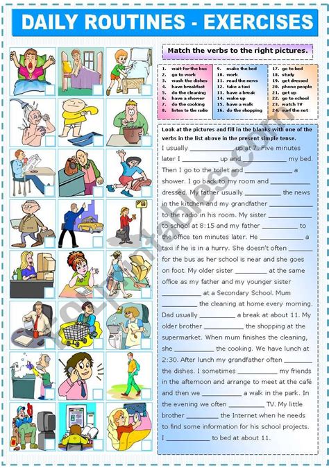 Daily Routine Present Simple Esl Worksheet By Acalzar Vrogue Co