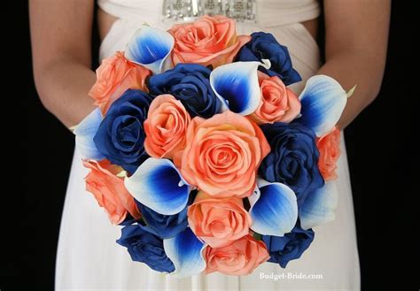 Royal blue and coral wedding bouquets. salmon and royal blue floral bouguets - Google Search ...