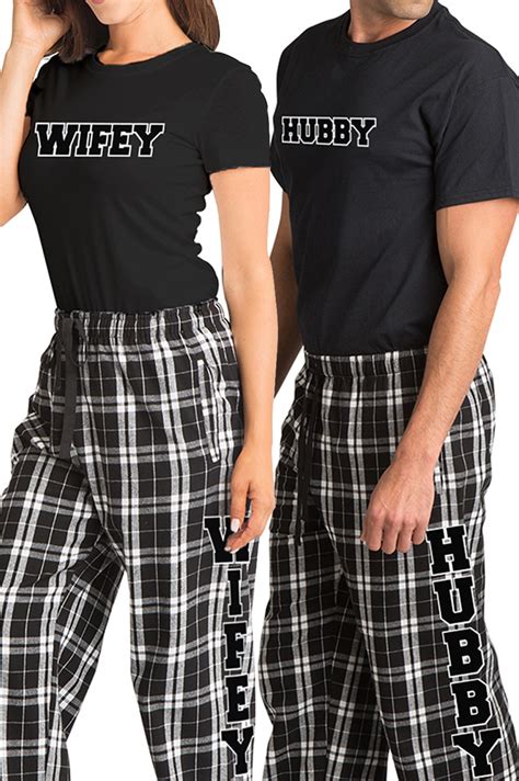 Girleo Hubby And Wifey Flannel Pajamas Pants Set