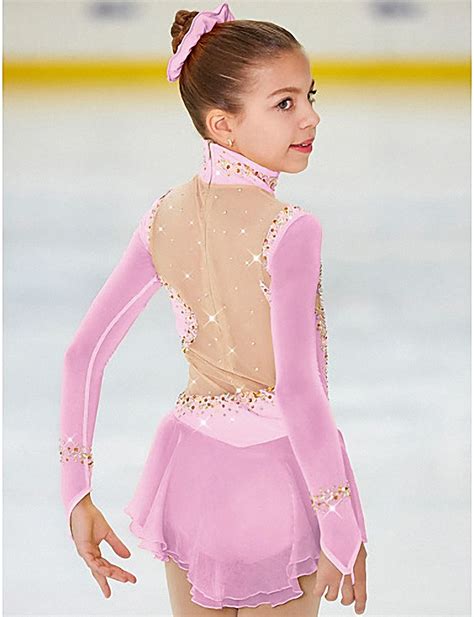 Liuhuo Ice Skating Dress Pink Faux Fur Coat Girls Skating Performance