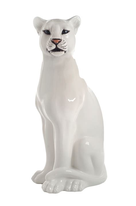 Big Porcelain leopard statue - Snow Leopard - Livv Lifestyle