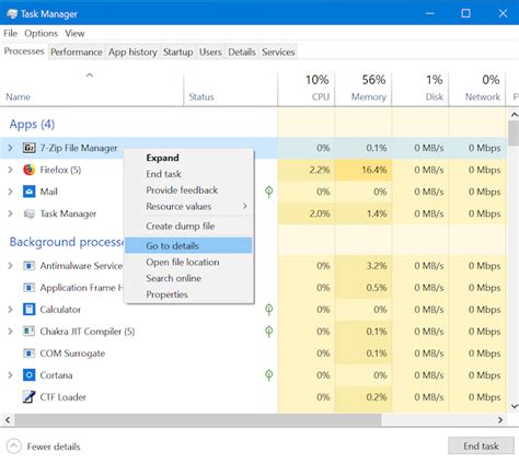 View Details About Running Processes With The Windows 10 Task Manager