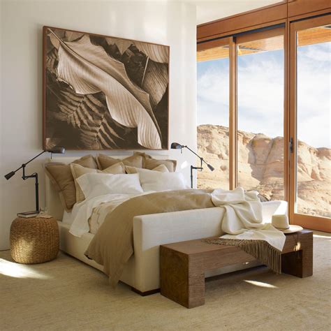 Ralph Lauren Desert Modern Teak And Cream Silk King Bed Custom E J