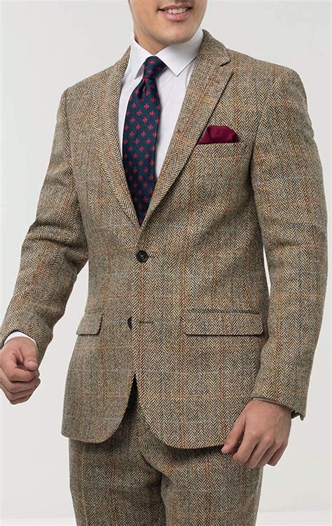 Suit Jackets Clothing Dobell Scottish Harris Tweed Mens Brown Suit ...