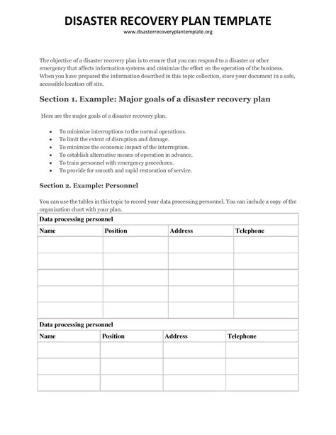 Free Disaster Recovery Plan Template Printable Templates