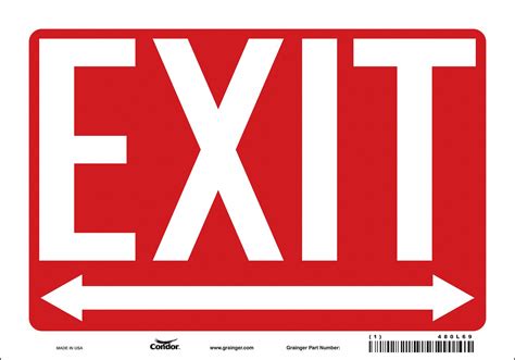 Condor Safety Sign Exit Sign Header No Header Vinyl 7 In X 10 In
