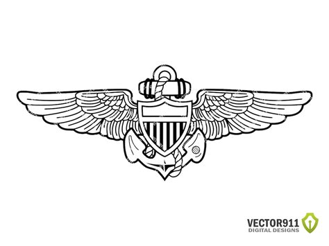 United States Naval Aviator Aircrew Wings Badge Digital Vector Etsy