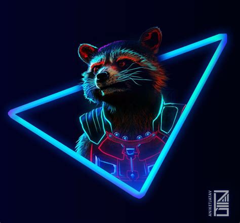 Dark 1080p, 2k, 4k, 5k hd wallpapers free download, these wallpapers are free download for pc, laptop, iphone, android phone and ipad desktop Neon Rocket (Made by @Aniketjatav) : marvelstudios