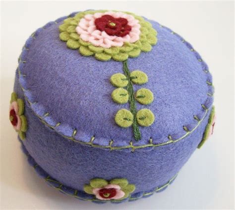 Purple Vintage Look Pincushion Pin Cushions Felt Embroidery Etsy