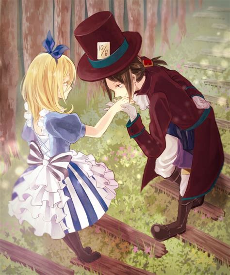 Alice In Wonderland Anime Girl Blonde Hair Blue Eyes Forest