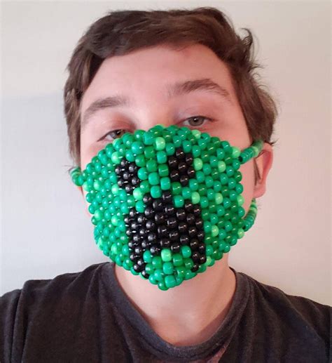 Minecraft Creeper Kandi Mask Fabric Lined Scenecore Etsy