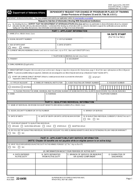 Va Form 22 5495 Fill Out And Sign Online Dochub