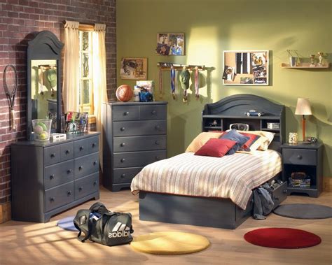 Simple teenage boy's room with solid colors and monogram used as an accent. Image result for study table design | Boys bedroom sets ...