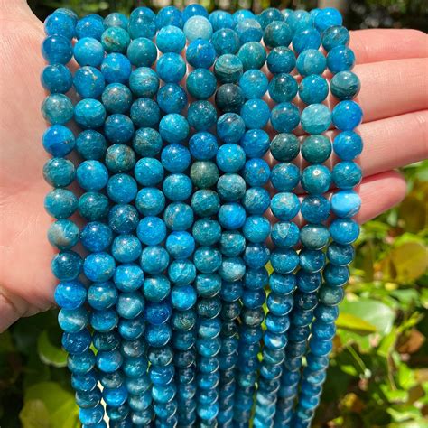 Apatite Beads Blue Grade A Round Natural Gemstone Loose Beads