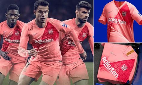 Barcelona Unveil New Pink Third Kit For The 2018 19 Season Daily Mail