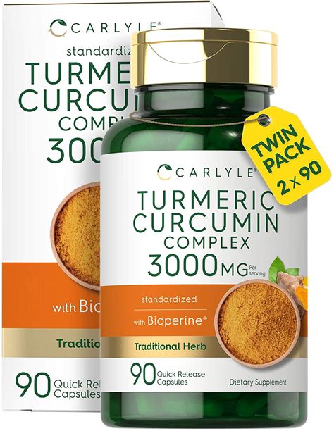 Turmeric Curcumin Complex With Bioperine 3000mg 180 Capsules By