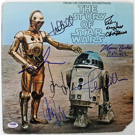 Star Wars Album Cover Cast Signed By 7 With Harrison Ford George
