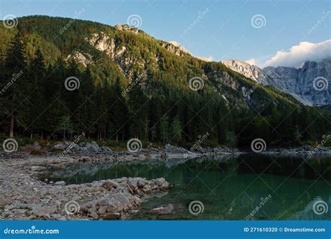 Upper Lake Of Laghi Di Fusine In Autumn In Italy Stock Photo Image Of