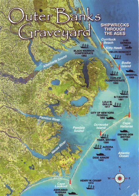 The World In Postcards Sabines Blog Outer Banks Graveyeard Map