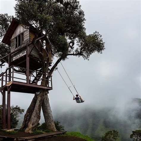 Swinging Off The Edge Of The World At Casa Del Arbol In Bańos Ecuador