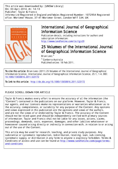 Pdf 25 Volumes Of The International Journal Of Geographical