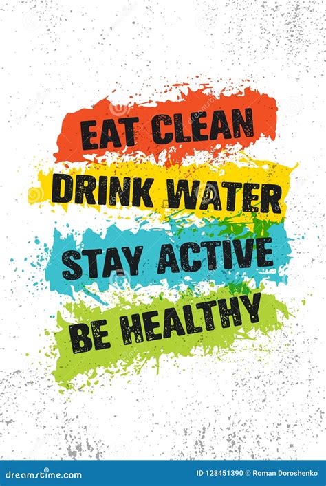 Eat Clean Drink Water Stay Active Be Healthy Stock Vector
