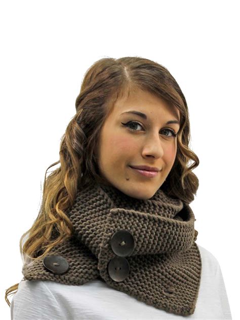 Knit Neck Warmer Winter Scarf With Button Ebay