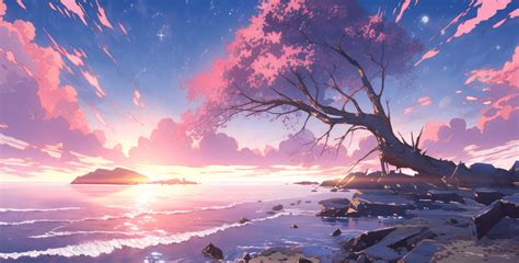 Pink Aesthetic Anime Landscape Wallpaper Psnfox On Aestheticwp