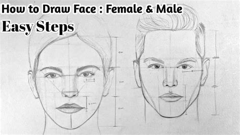 How To Draw Face Male And Female Basic Proportion Youtube