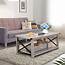 Jaxpety Metal X Frame Coffee Table Wood Rectangle In Gray 