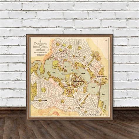 Canberra Map Old Map Of Canberra Archival Print Giclee