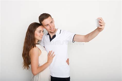 Happy Couple Taking Selfie On Smartphone Stock Image Image Of Portrait Moment 102873087
