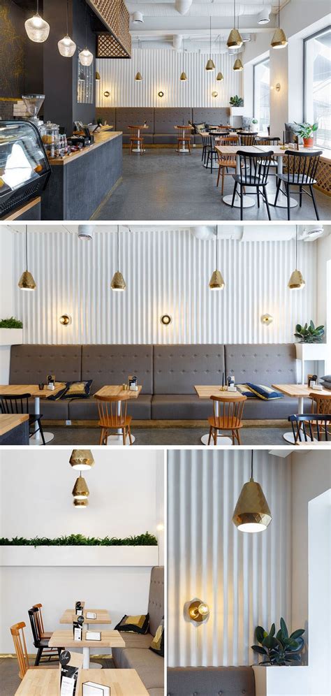 To design a coffee shop counter. This Ukrainian Coffee Shop Has Touches Of Gold Throughout ...