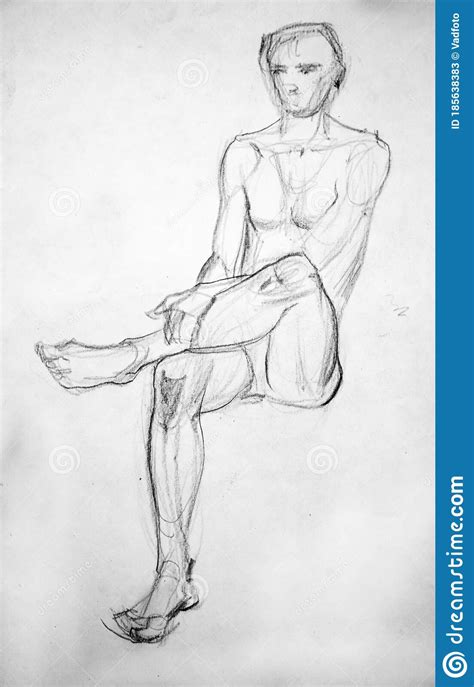 Human`s Figure Pencil Drawing Illustration Sketch Stock Image Image