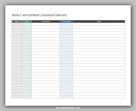 10 Best Appointment Schedule Template Sample Schedule
