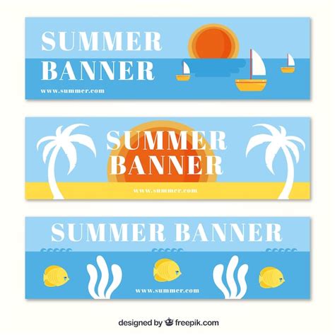 Free Vector Assortment Of Summer Banners In Flat Design