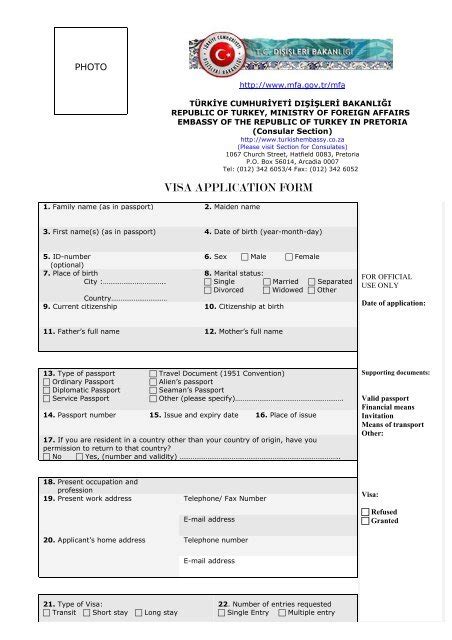 Visa Application Form For Turkey TheRescipes Info